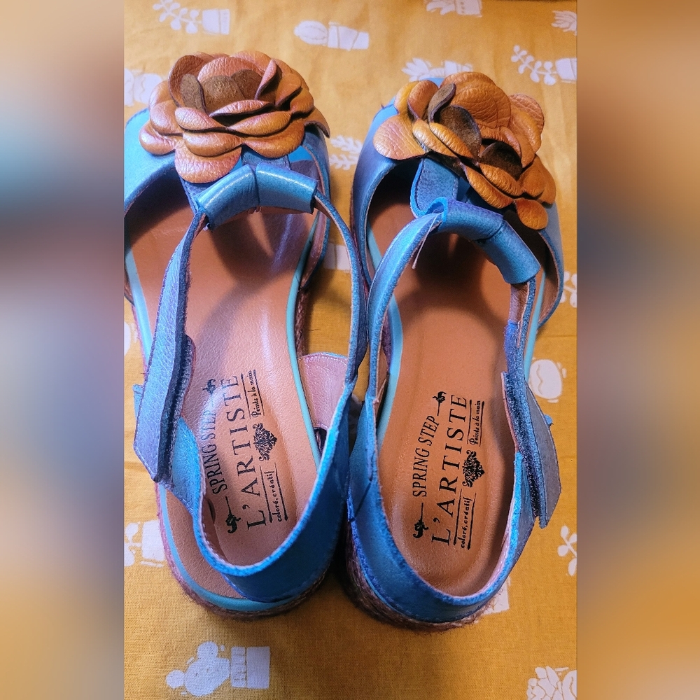 Spring Step L'Artiste Blue and Brown Sandals Size 38=7.5 (68) - Picture 9 of 15